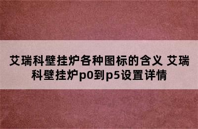 艾瑞科壁挂炉各种图标的含义 艾瑞科壁挂炉p0到p5设置详情